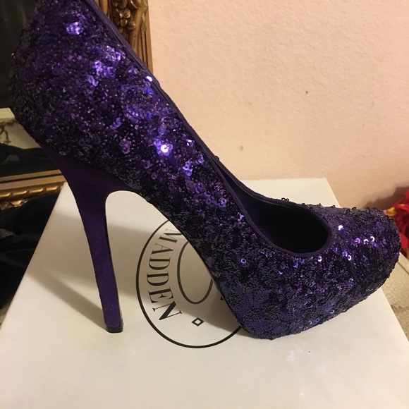 purple glitter pumps